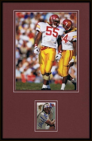 Willie McGinest Signed Framed Rookie Card & Photo Display Patriots USC 