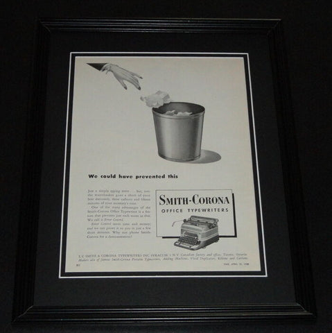 1950 Smith Corona Typewriter ORIGINAL Framed Vintage Advertisement Photo