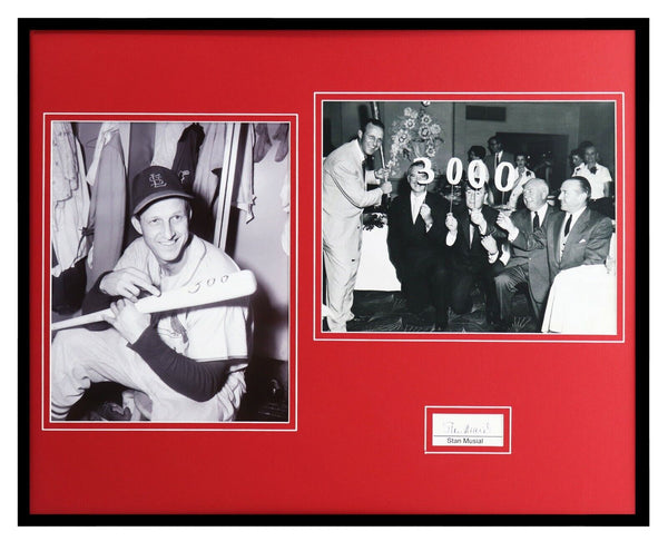 Stan Musial Signed Framed 16x20 Photo Set PSA/DNA 3000th Hit 300th HR Cardinals