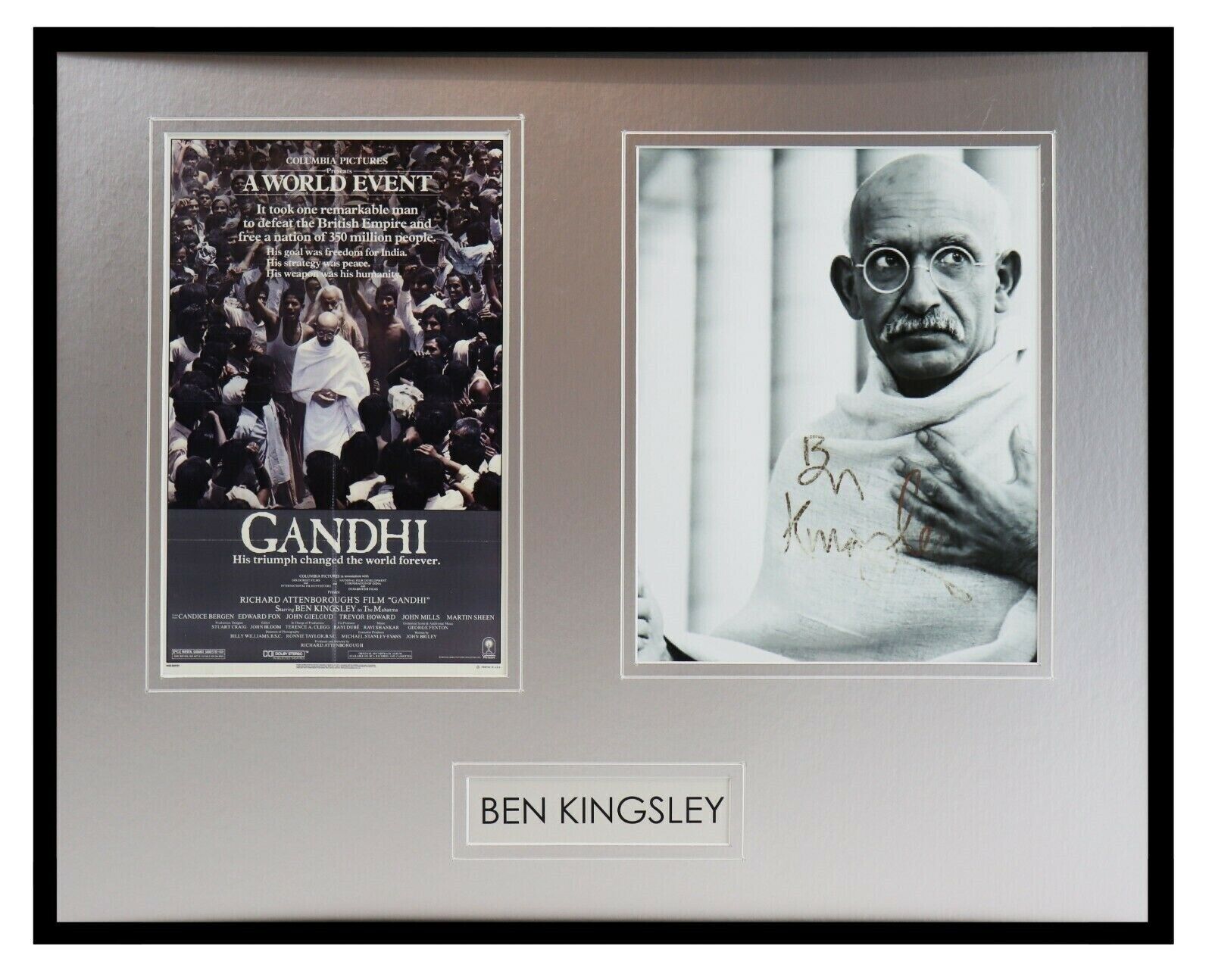 Ben Kingsley Signed Framed 16x20 Photo Set Gandhi