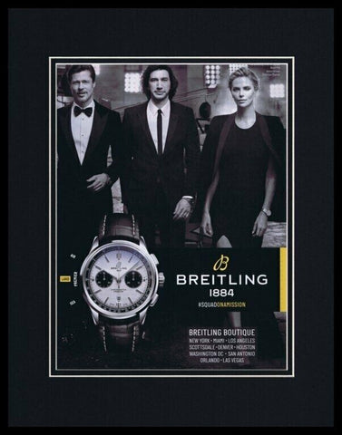 Charlize Theron Brad Pitt Breitling Watches Framed 11x14 ORIGINAL Advertisement