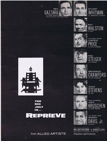 Reprieve ORIGINAL Vintage 1962 9x12 Industry Ad Ben Gazzara Sammy Davis Jr