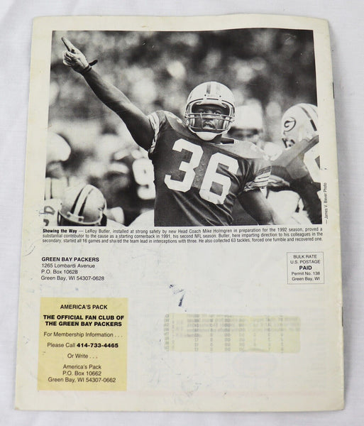 VINTAGE 1992 Green Bay Packer Prospectus Magazine 1st Brett Favre Packer Season