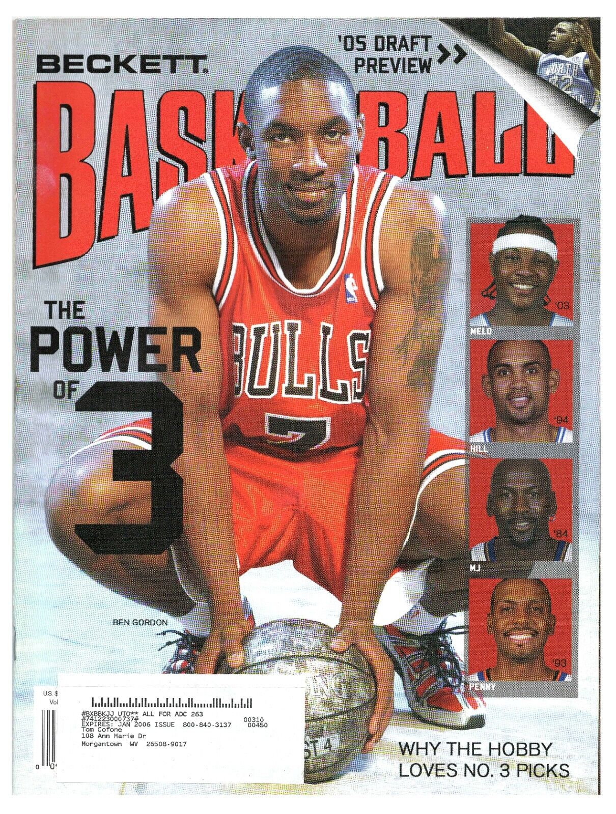 May 2005 Beckett Basketball Magazine #178 Ben Gordon Michael Jordan