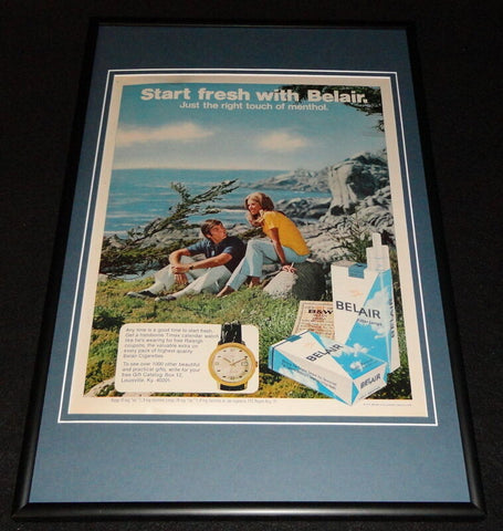 1972 Belair Cigarettes & Timex Watch Framed 12x18 ORIGINAL Advertisement