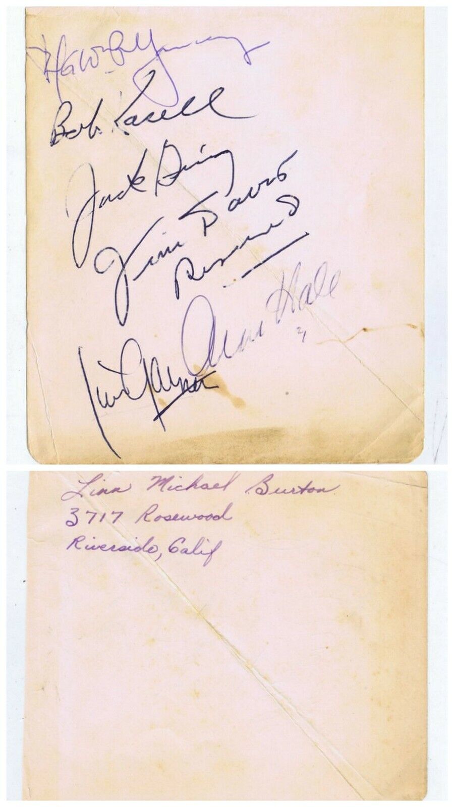 Alan Hale James Garner Jim Davis + 3 Signed Vintage Album Page 