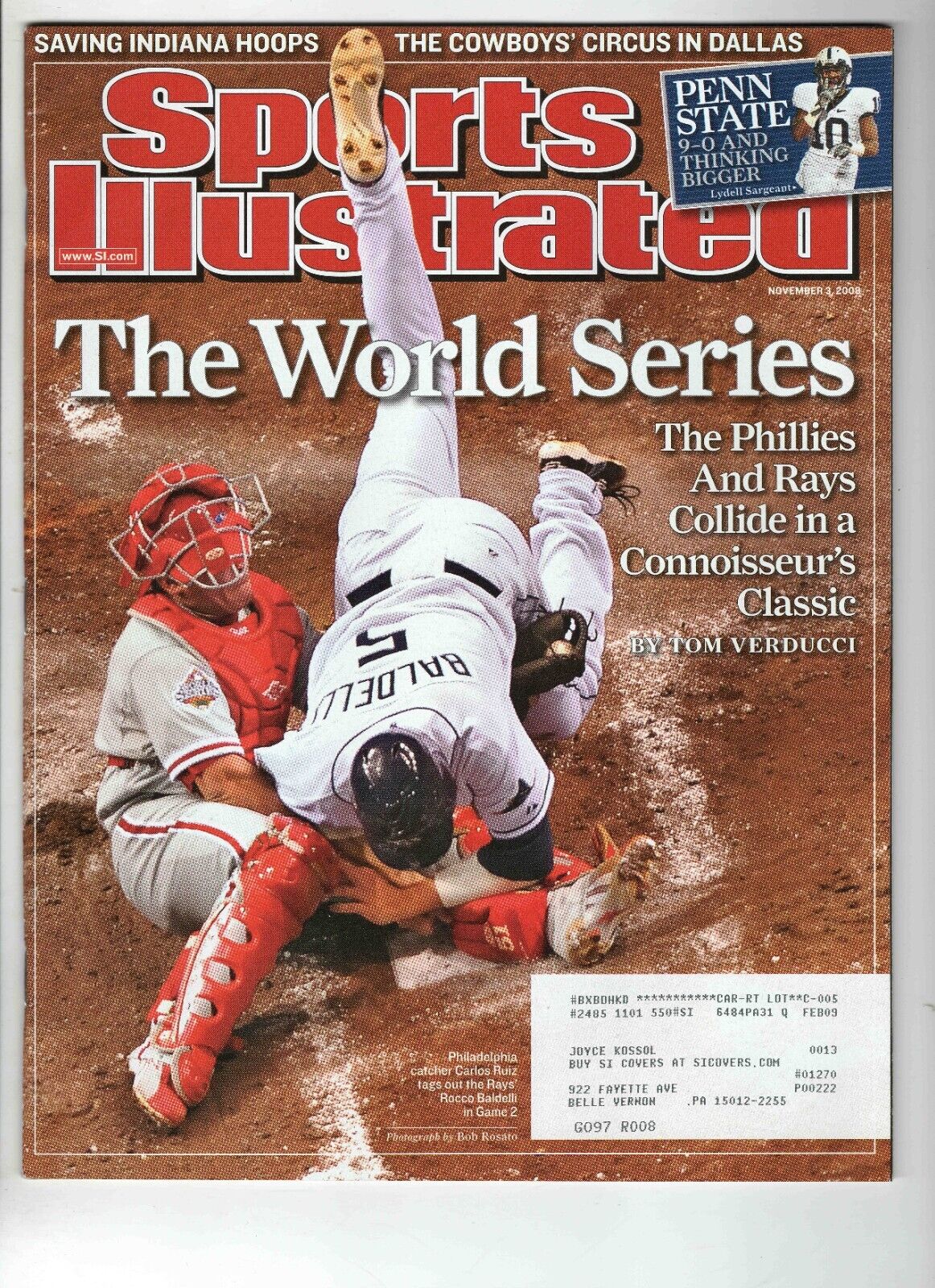 Nov 3 2008 Sports Illustrated Magazine Rocco Baldelli Rays World Series