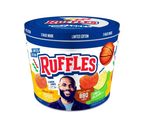 2022 Ruffles Potato Chips Lebron James JUMBO Empty Tin Cannister