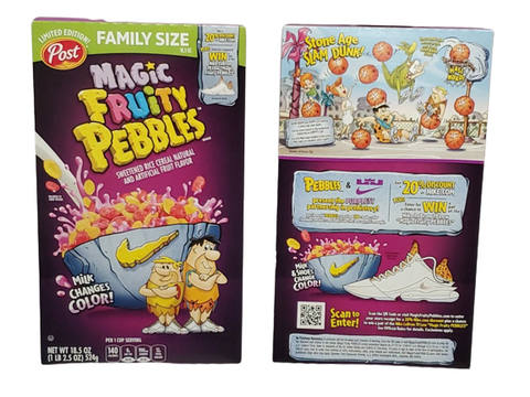 NEW SEALED 2022 Post Magic Fruity Pebbles Nike Cereal Family Size 18.5 oz Box