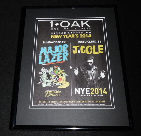 1 Oak 2014 Major Lazer J Cole Framed 11x14 ORIGINAL Advertisement