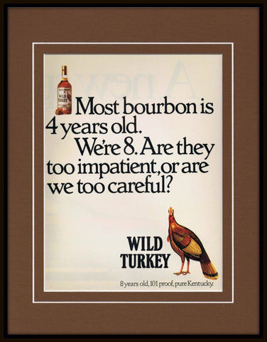 1987 Wild Turkey Whiskey Framed 11x14 ORIGINAL Vintage Advertisement 