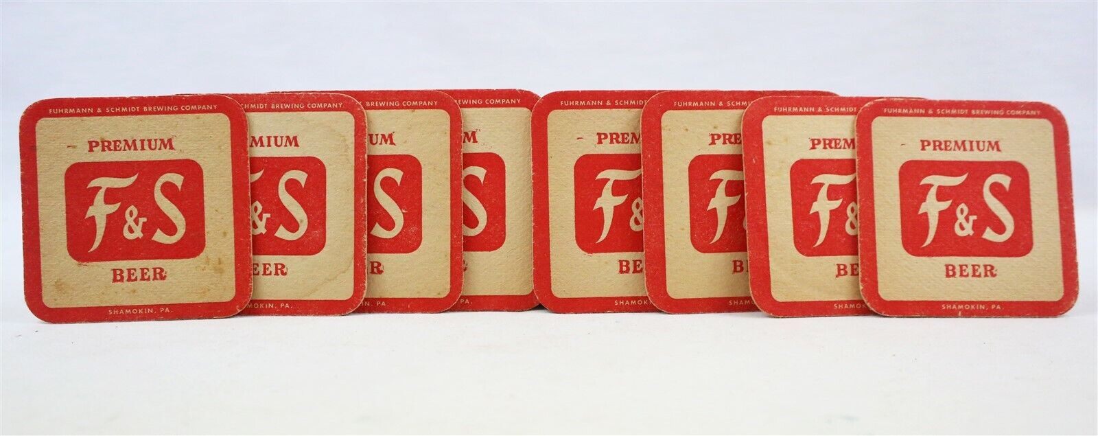 VINTAGE Set of 8 Fuhrmann & Schmidt F&S Premium Beer Coasters