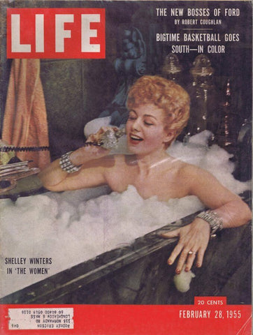 ORIGINAL Vintage Life Magazine February 28 1955 Shelley Winters in Tub