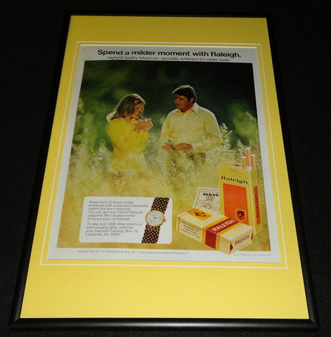 1972 Raleigh Cigarettes Framed 12x18 ORIGINAL Advertisement B