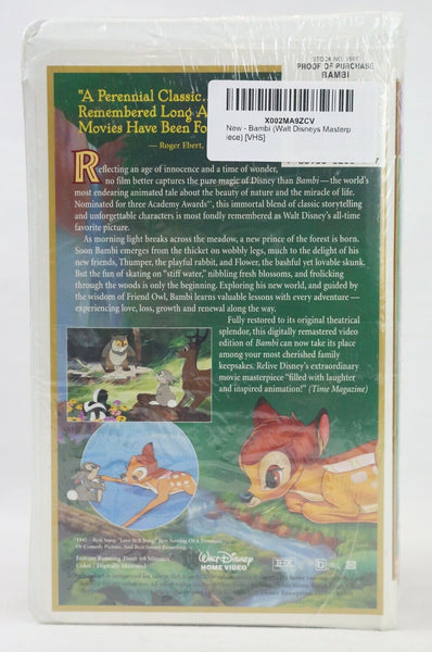 VINTAGE Walt Disney Masterpiece Bambi VHS Cassette in Clamshell Case