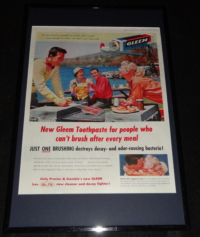 1955 Gleem Toothpaste Framed 11x17 ORIGINAL Advertising Display 