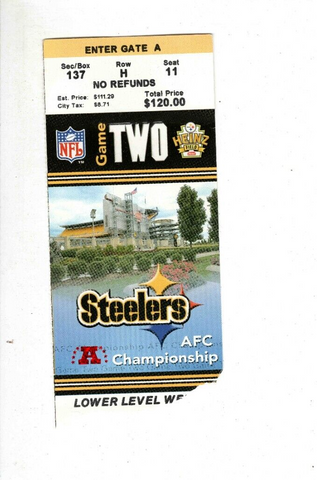 2004 AFC Championship Ticket Patriots @ Steelers Tom Brady Flu Game vs Big Ben