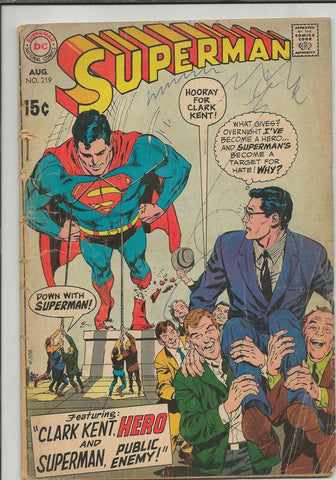 Superman #219 ORIGINAL Vintage 1969 DC Comics 