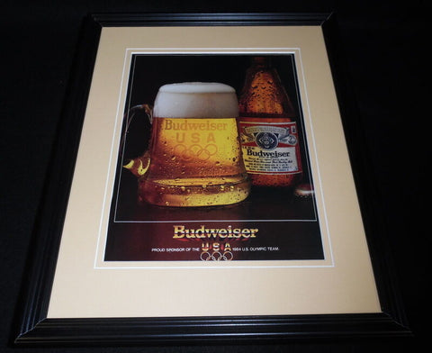 1984 Budweiser Beer US Olympics Framed 11x14 ORIGINAL Vintage Advertisement C