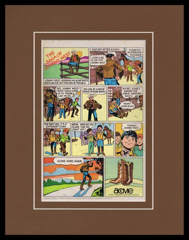 1980 Acme Boots Johnny West Framed 11x14 ORIGINAL Vintage Advertisement