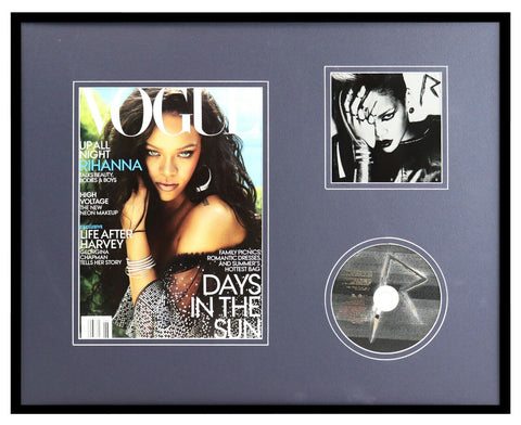 Rihanna Framed 16x20 Rated R CD & 2018 Vogue Magazine Cover Display