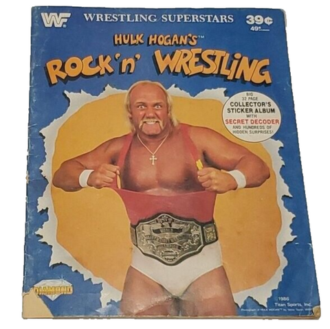 VINTAGE 1986 WWF Hulk Hogan Rock n Wrestling Sticker Book w/ 6 stickers