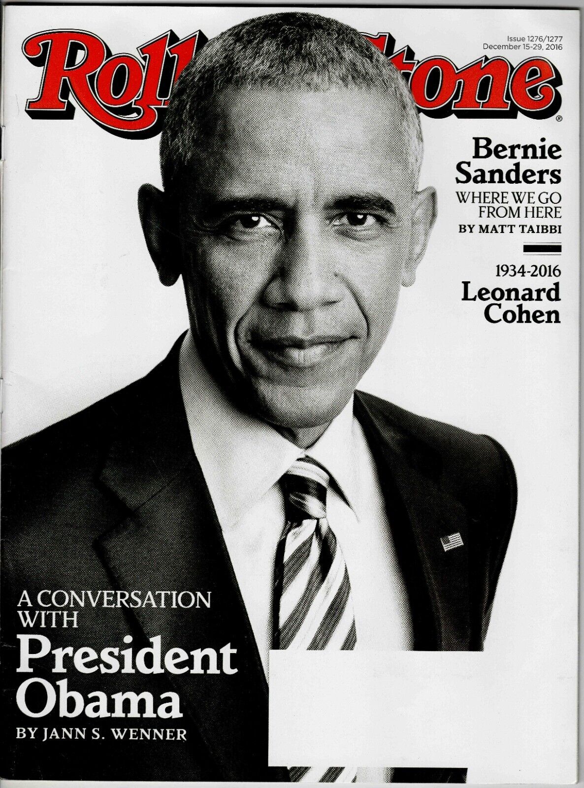 Dec 15 2016 Rolling Stone Magazine Barack Obama