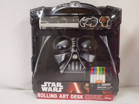 NEW SEALED 2015 Disney Star Wars Darth Vader Rolling Art Desk Set w/ Markers 