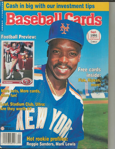 ORIGINAL Vintage Sep 1991 Baseball Cards Magazine w/ Cards Vince Coleman