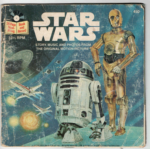 VINTAGE 1979 Star Wars Book and Record 33 1/3 RPM C3PO R2D2