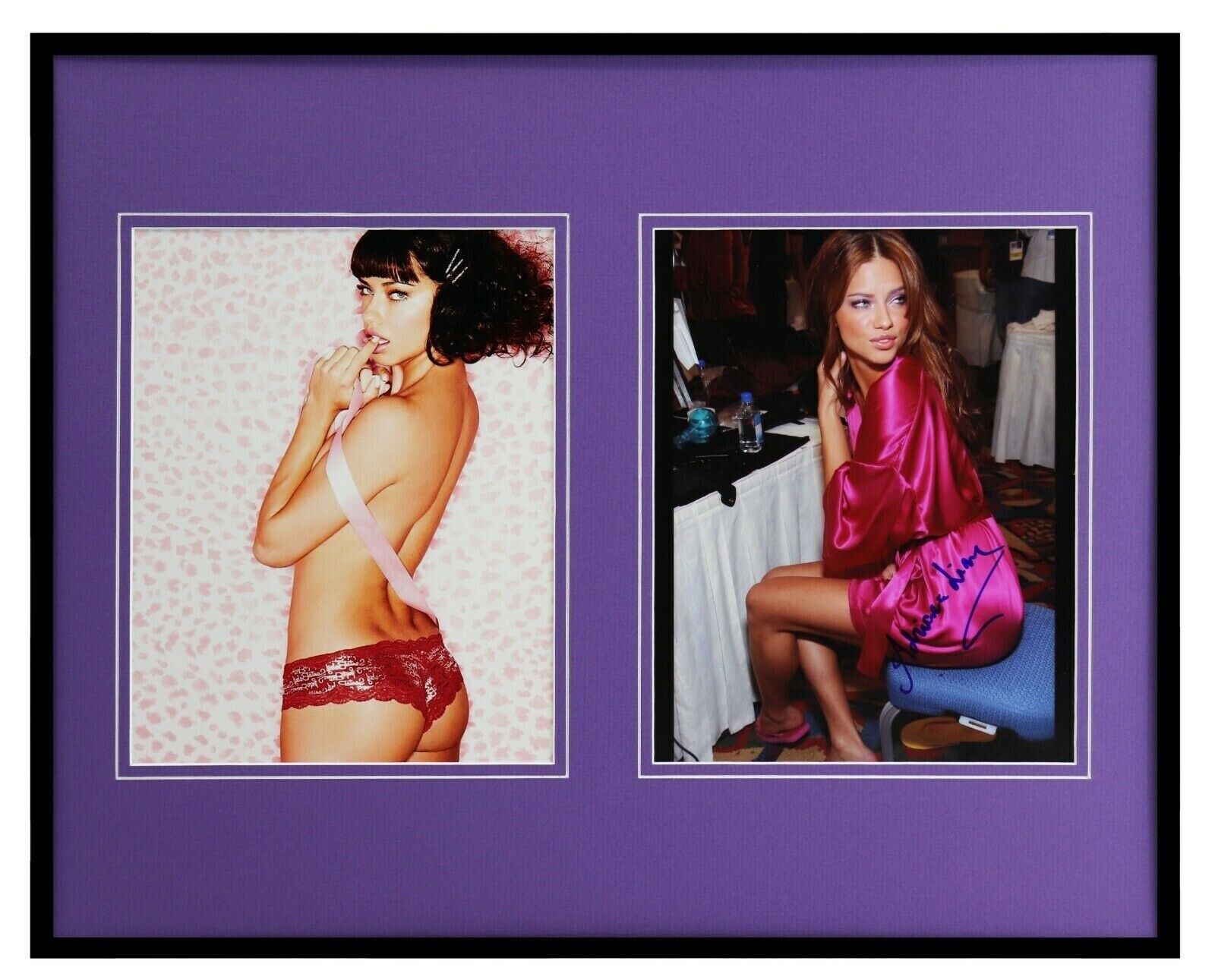 Adriana Lima Signed Framed 16x20 Lingerie Photo Set