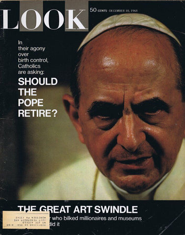 ORIGINAL Vintage Look Magazine December 10 1968 Pope Paul VI