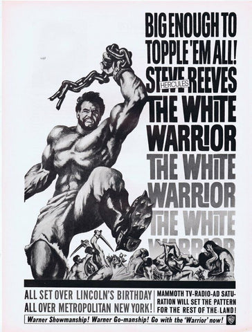 The White Warrior 1964 ORIGINAL Vintage 9x12 Industry Ad Steve Reeves