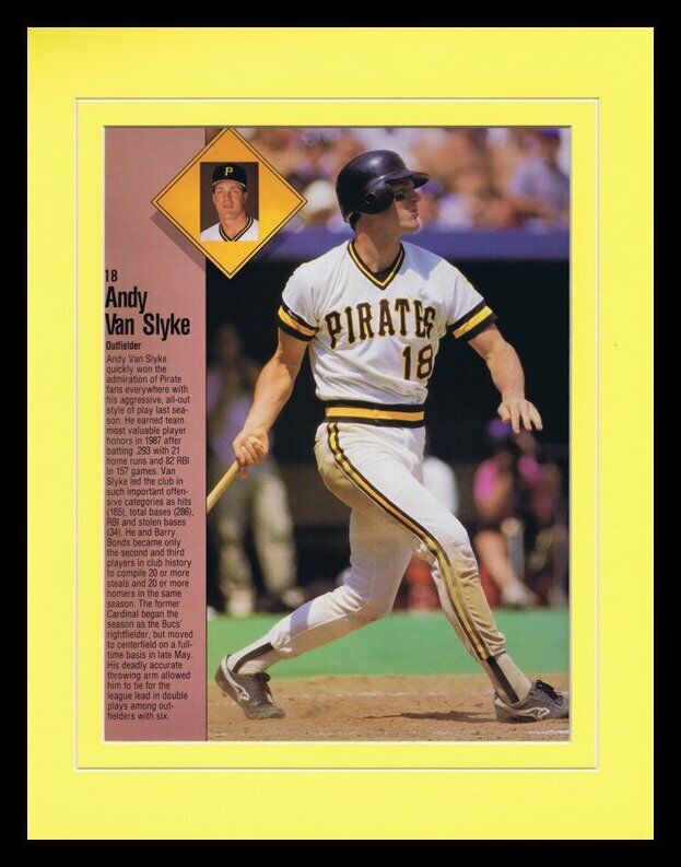 Andy Van Slyke 1988 Pirates Framed 11x14 Yearbook Photo Display 