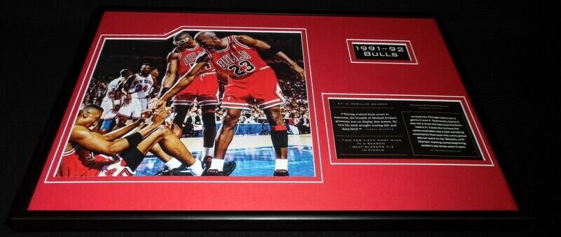 1991-92 Chicago Bulls Team Framed 12x18 Photo Display Michael Jordan