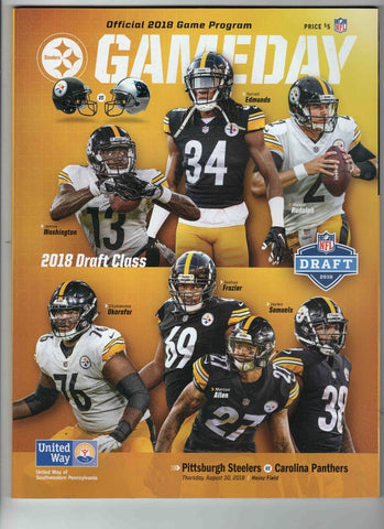 Aug 30 2018 Carolina Panthers @ Pittsburgh Steelers Program Mason Rudolph Rookie