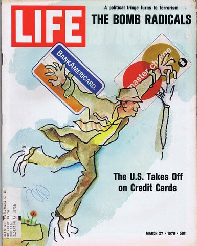 ORIGINAL Vintage Life Magazine March 27 1970 US Credit Cards