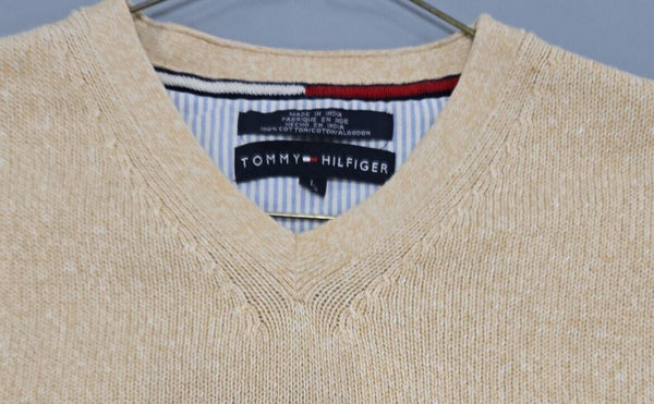 VINTAGE Circa 2000s Tommy Hilfiger Khaki Sweater LARGE 100% Cotton