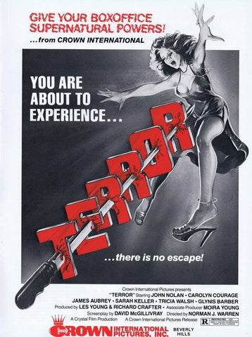 Terror 1979 ORIGINAL Vintage 9x12 Industry Ad John Nolan Carolyn Courage