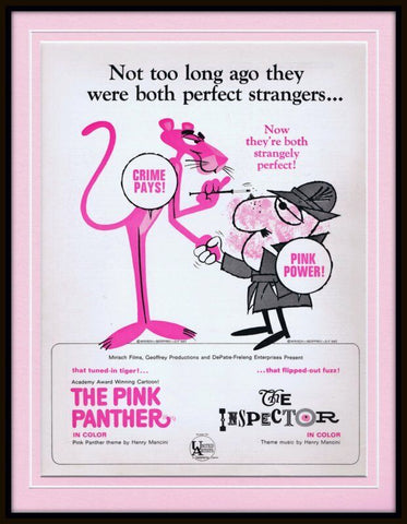 ORIGINAL Vintage 1967 Pink Panther / The Inspector 11x14 Framed Advertisement