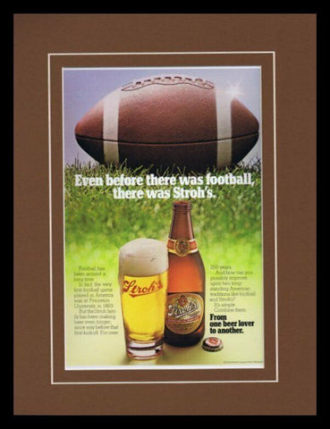 1980 Stroh's Beer / Football Framed 11x14 ORIGINAL Vintage Advertisement