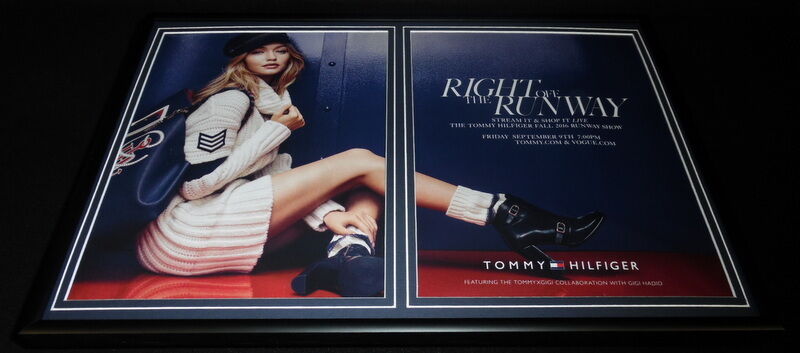 Gigi Hadid Framed 12x18 ORIGINAL 2016 Tommy Hilfiger Runway Advertising Display 