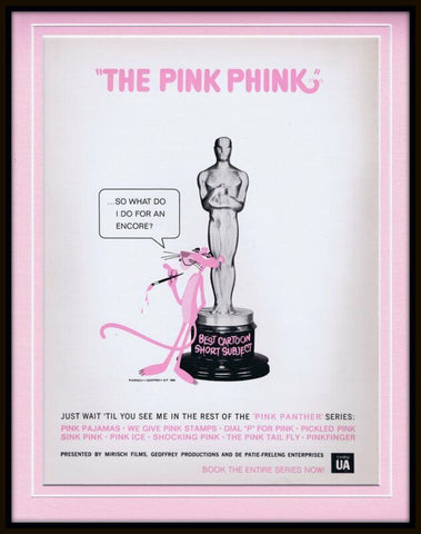 ORIGINAL Vintage 1965 Pink Panther Pink Phink 11x14 Framed Advertisement  