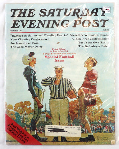 VINTAGE Oct 1976 Saturday Evening Post Norman Rockwell Football Cover