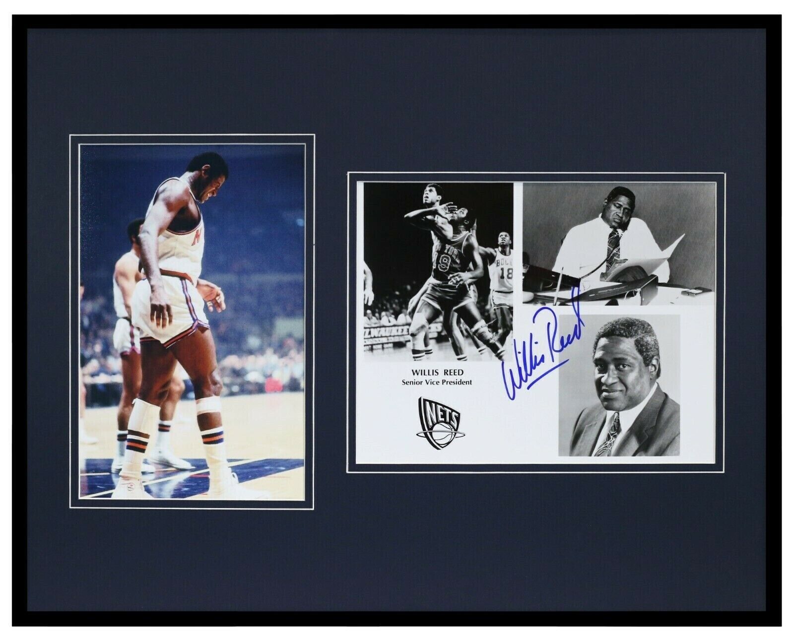 Willis Reed Knicks Signed Framed 16x20 Photo Set Display 