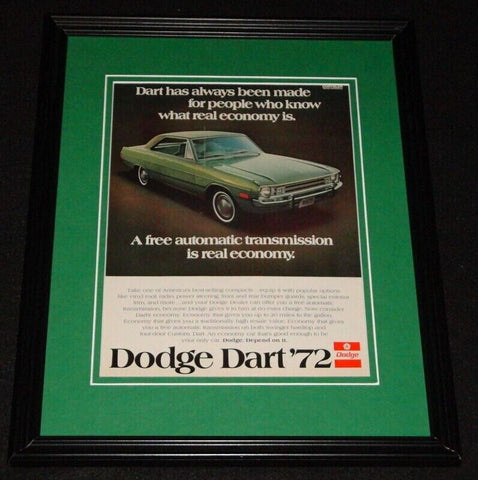 1972 Dodge Dart Framed 11x14 ORIGINAL Vintage Advertisement