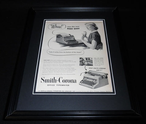 1951 Smith Corona Typewriters Framed 11x14 ORIGINAL Vintage Advertisement C