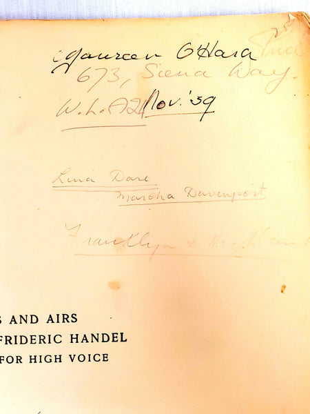 Maureen O'Hara Twice Signed Personally Owned Used + Notated 1905 Song Book