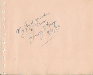 Harvey Hays Signed 4.75x6 Vintage Album Page Dated 1934 Radio Star