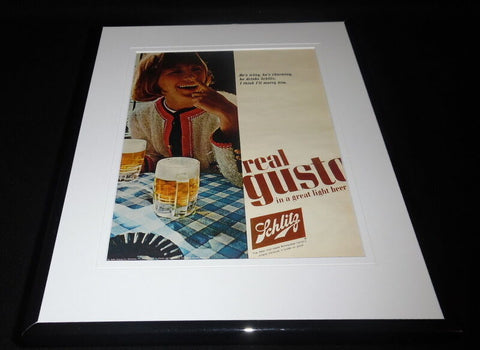 1965 Schlitz Beer Framed 11x14 ORIGINAL Vintage Advertisement